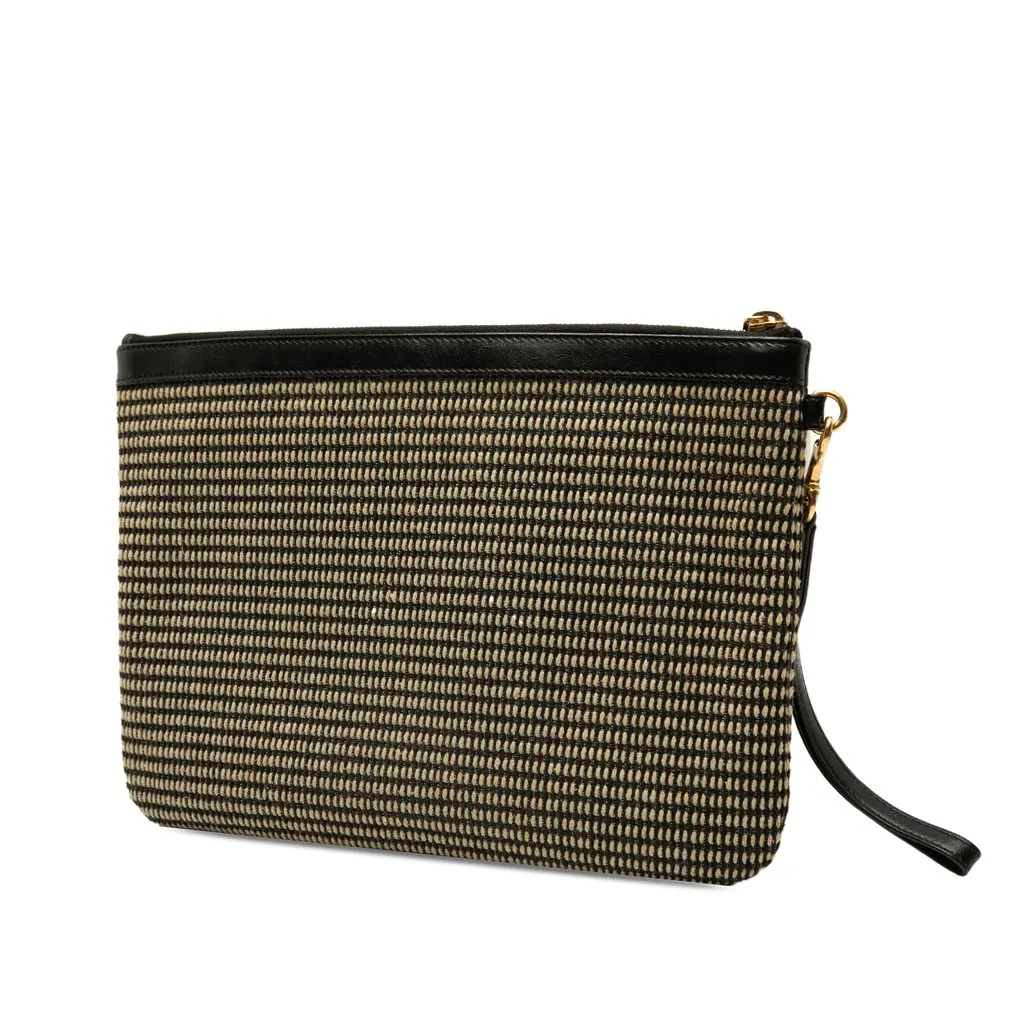 Saint Laurent Raffia Rive Gauche Clutch Beige Very good - Back View