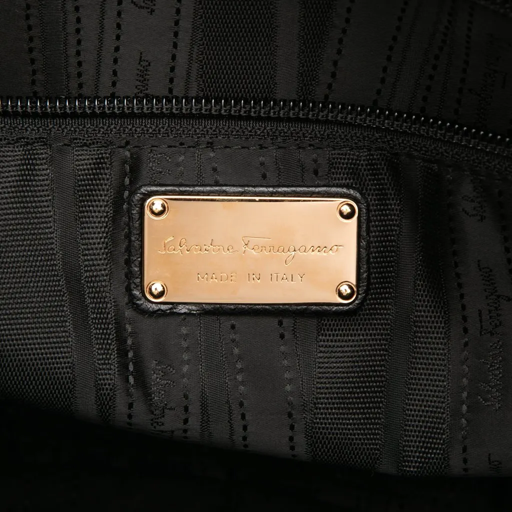 Salvatore Ferragamo Buffalo Leather Fanya Chain Tote Black Leather Very good - Box View