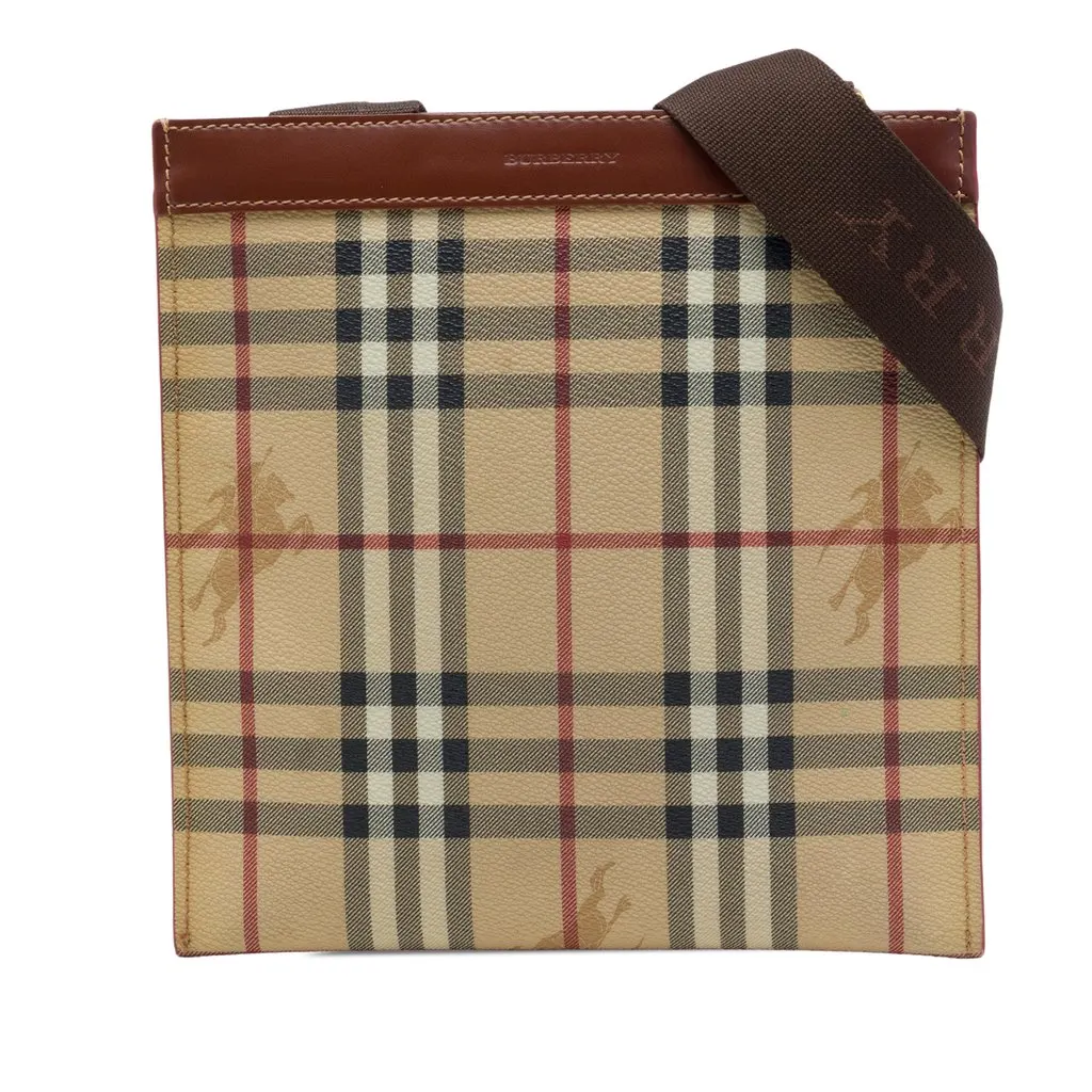 Burberry Haymarket Check Coated Canvas Crossbody Beige Canvas Very good - Front View