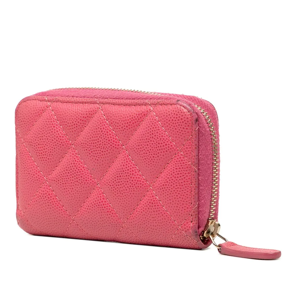 Chanel CC Quilted Caviar Zip Coin Purse Pink Leather Very good - Back View