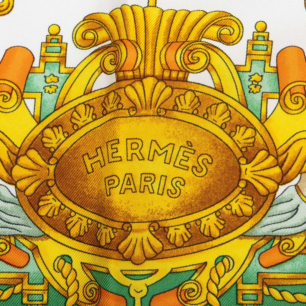 Hermès Voiles De Lumiere Silk Scarf 90 White Silk Very good - Model View