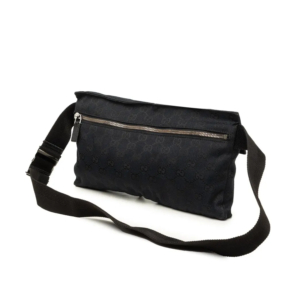 Gucci GG Canvas Double Pocket Belt Bag Black Very good - Back View