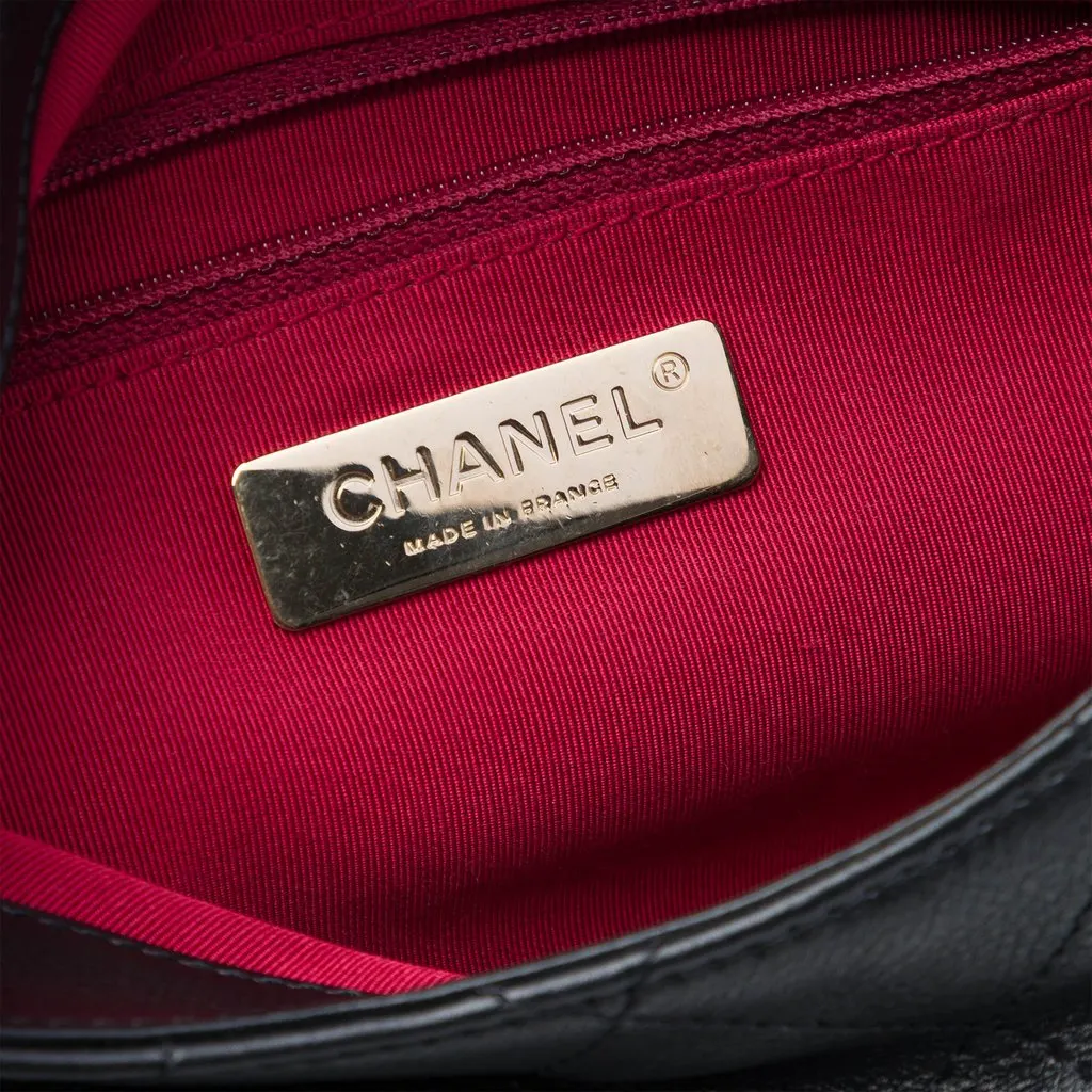 Chanel CC Quilted Calfskin Chain Around Saddle Flap Black Leather Very good - Box View