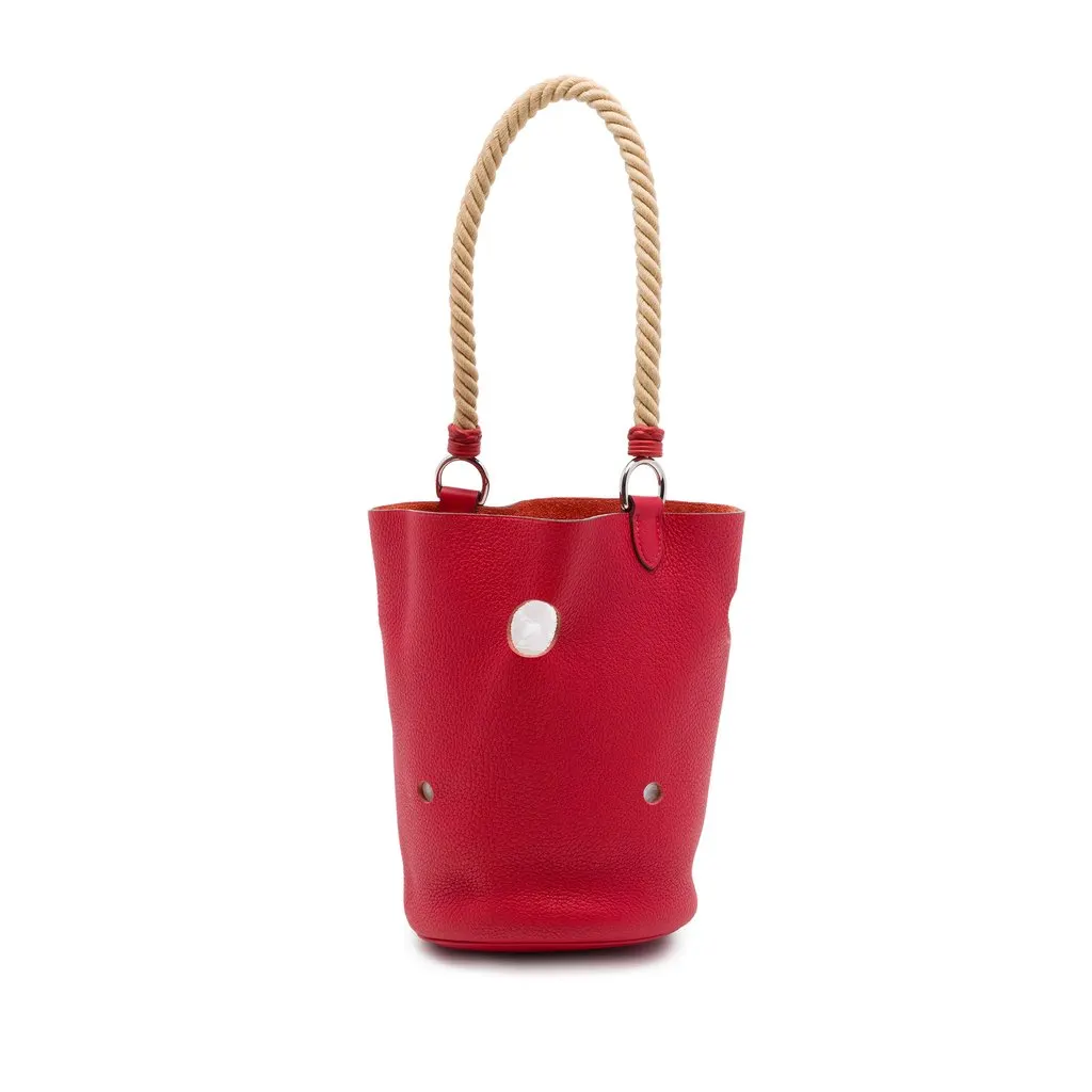 Hermès Clemence Mangeoire Bucket PM Red Leather Good - Back View