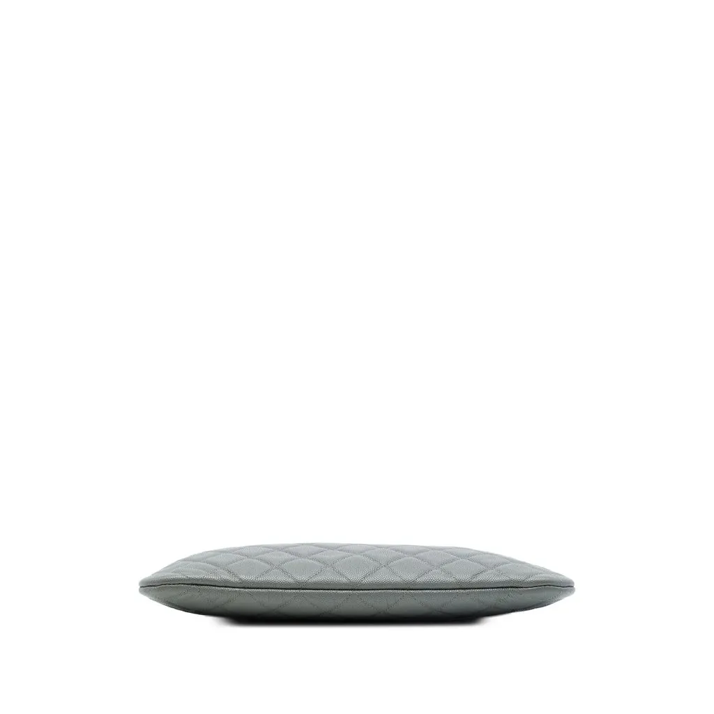 Chanel Medium Quilted Caviar O Case Clutch Grey Leather Very good - Inside View