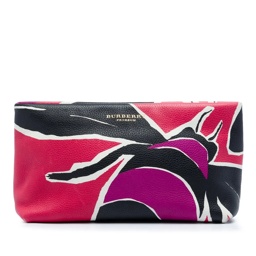 Burberry Prorsum Grained Leather Clutch Pink Leather Very good - Front View