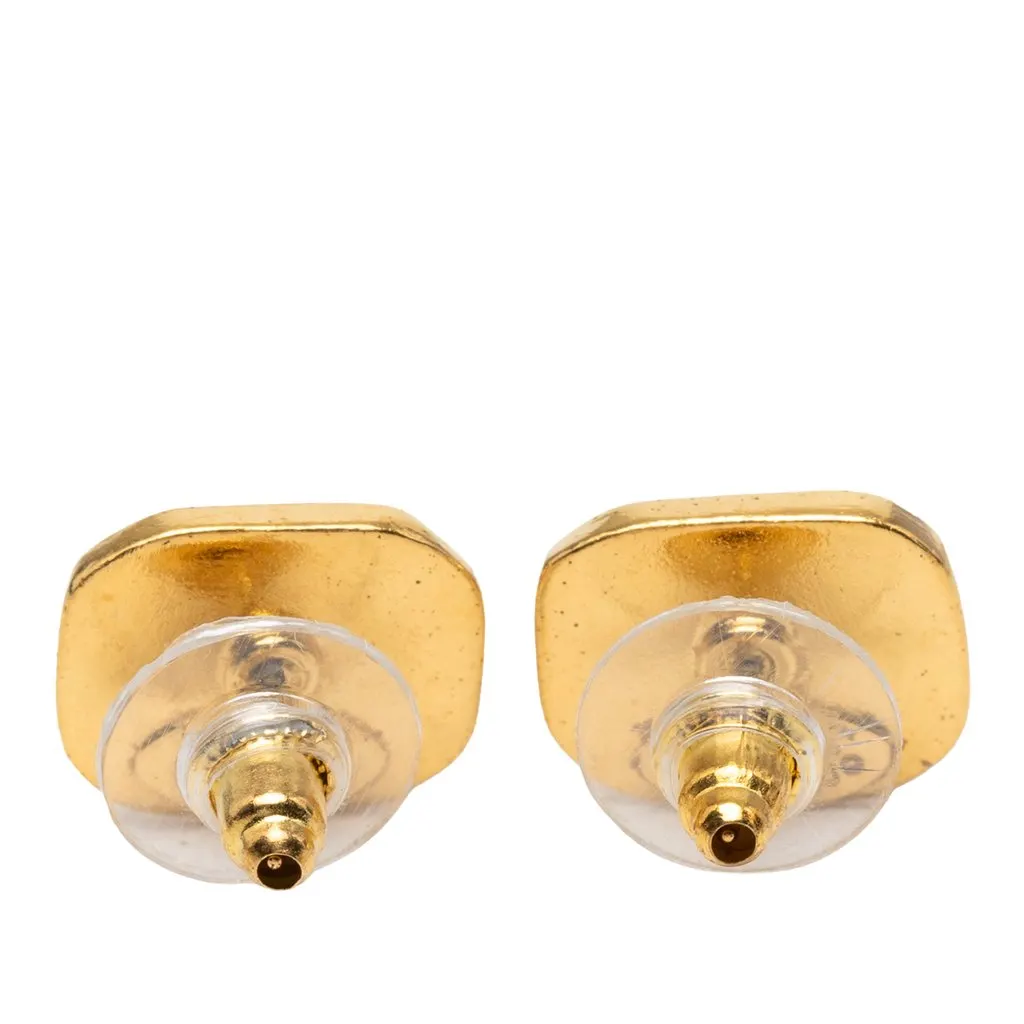 Chanel CC Gold Plated Push Back Earrings Gold Metal Very good - Back View