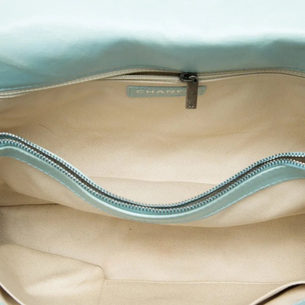 Chanel Medium Quilted Glazed Calfskin Coco Soft Flap Blue Leather Very good - Model View