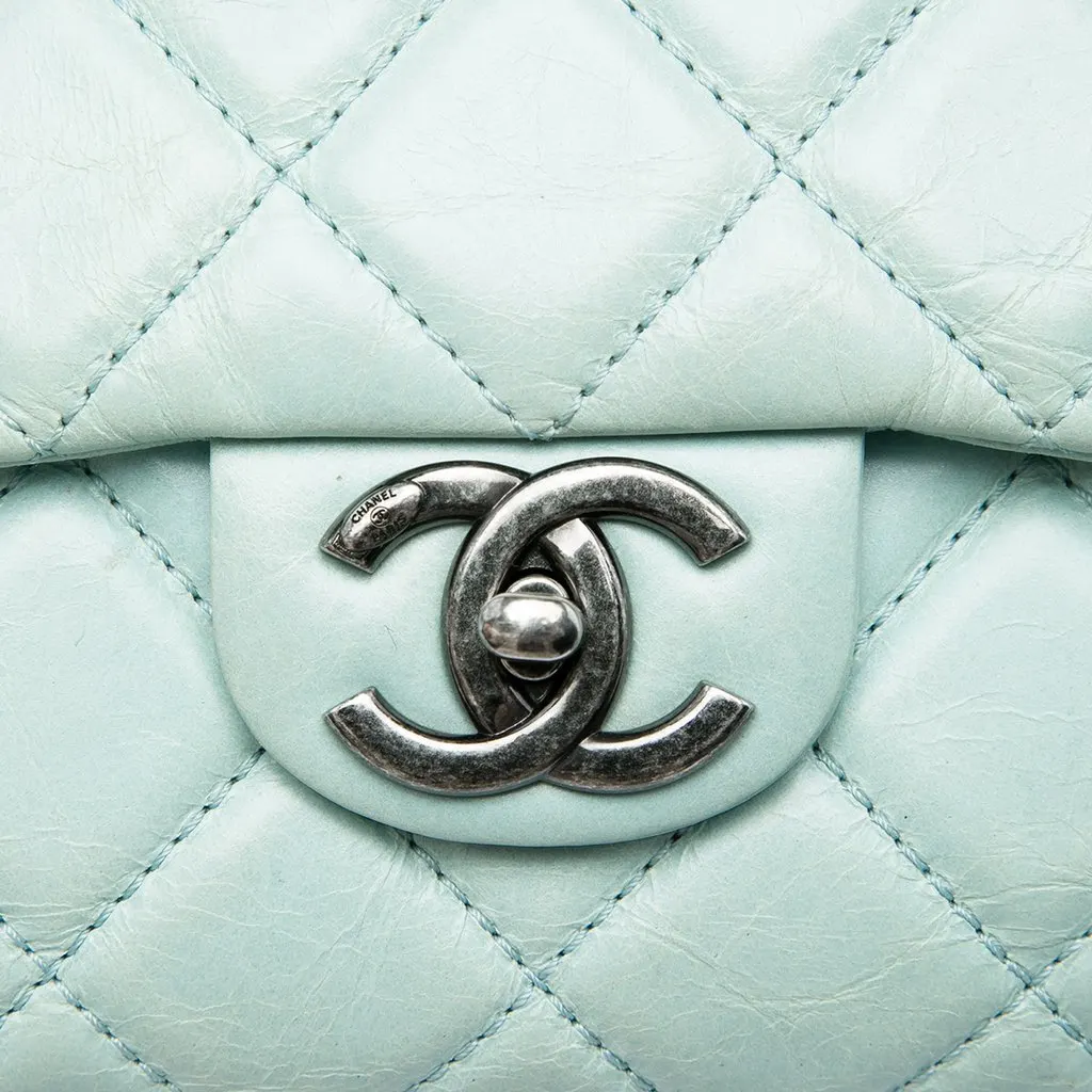 Chanel Medium Quilted Glazed Calfskin Coco Soft Flap Blue Leather Very good - Box View