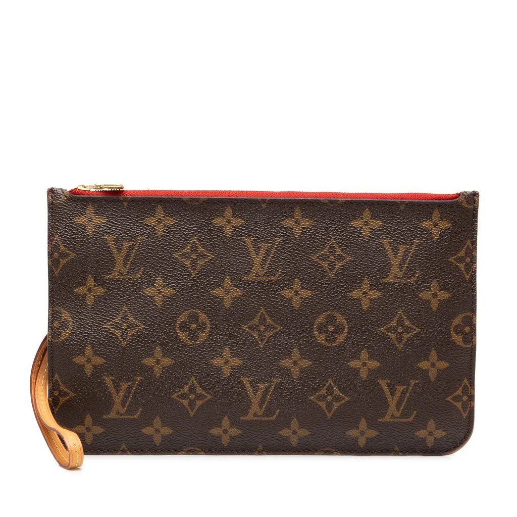 Louis Vuitton Monogram Neverfull MM Pouch Brown Canvas Very good - Front View