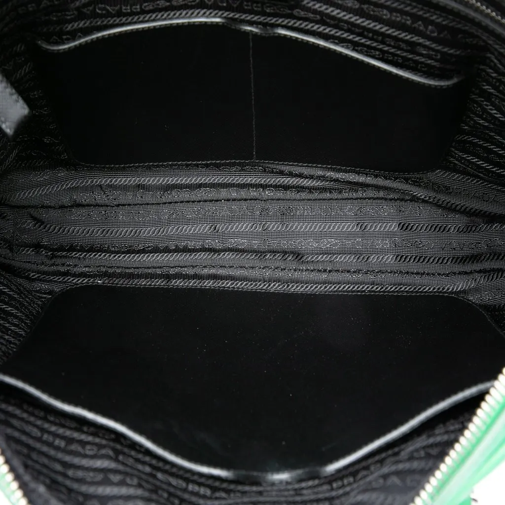 Prada Saffiano Business Bag Green Leather Good - Model View