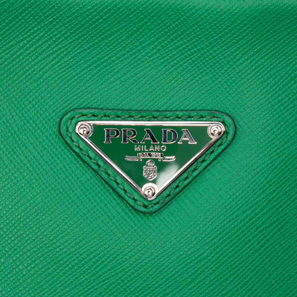 Prada Saffiano Business Bag Green Leather Good - Box View