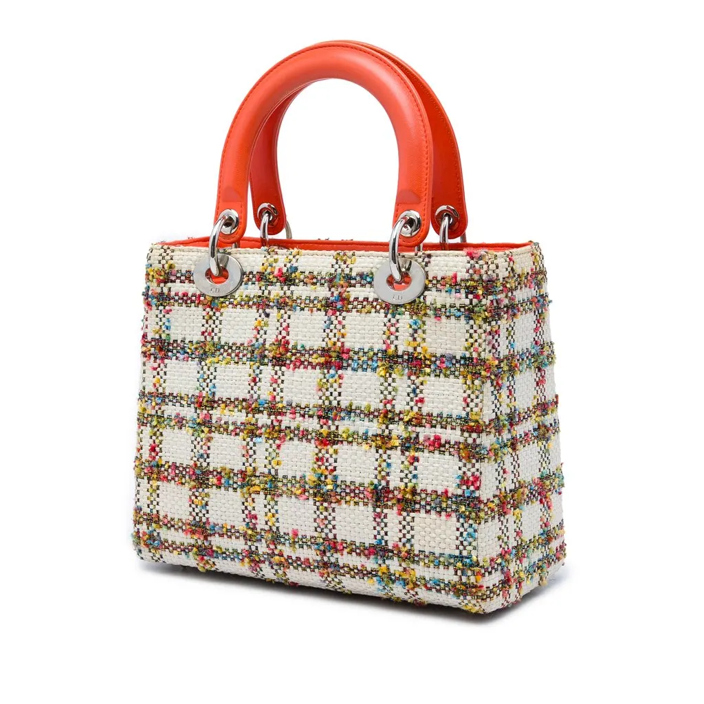 Dior Medium Tweed Lady Dior White Tweed Very good - Back View