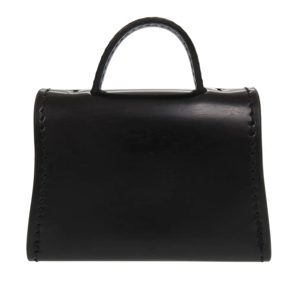 Salvatore Ferragamo Smooth Calfskin Gancini Top Handle AirPods Case with Chain Black Leather Very good - Back View