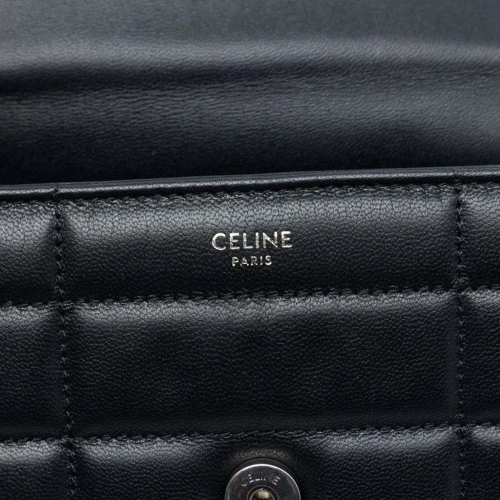 Celine Matelasse Goatskin Monochrome Chain Shoulder Bag Black Leather Very good - Box View