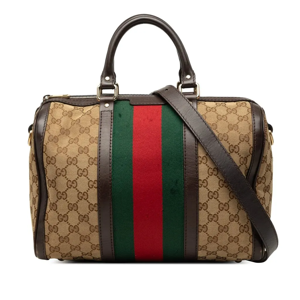 Gucci Medium GG Canvas Web Joy Boston Bag Beige Very good - Front View