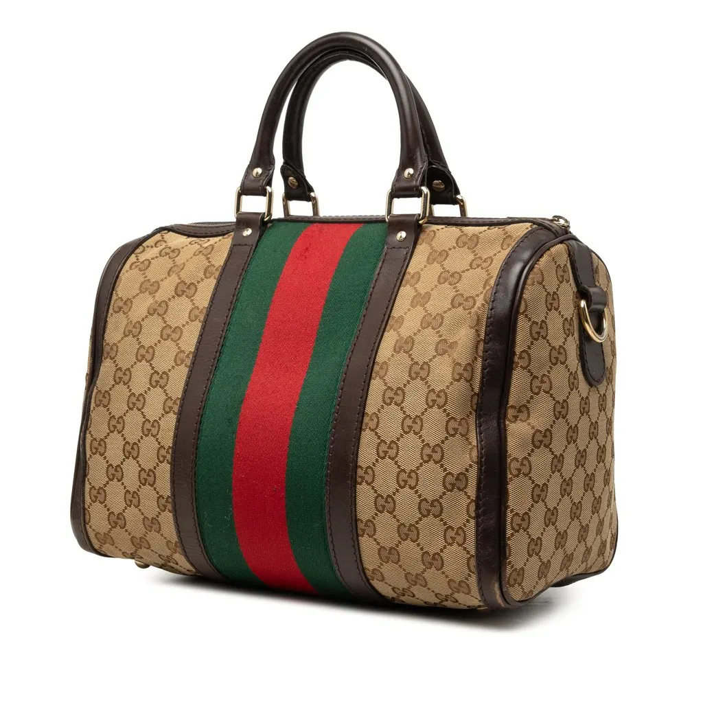 Gucci Medium GG Canvas Web Joy Boston Bag Beige Very good - Back View