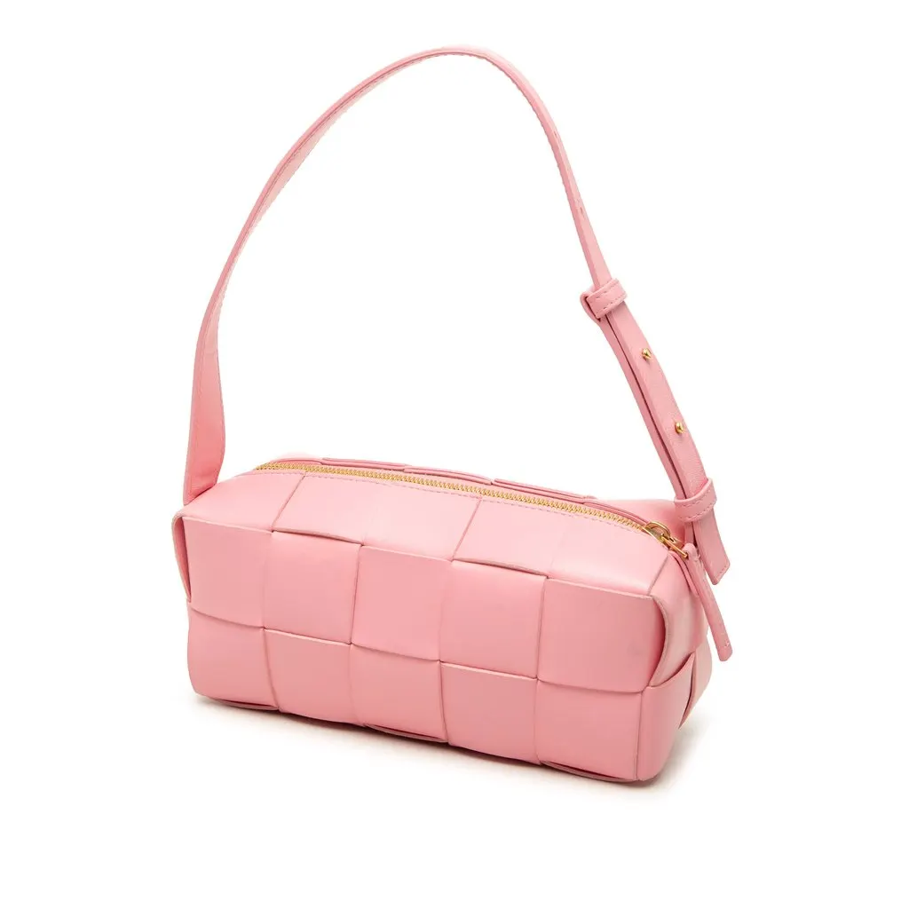 Bottega Veneta Small Lambskin Intrecciato Brick Cassette Pink Leather Very good - Back View