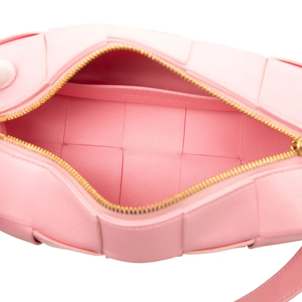 Bottega Veneta Small Lambskin Intrecciato Brick Cassette Pink Leather Very good - Model View