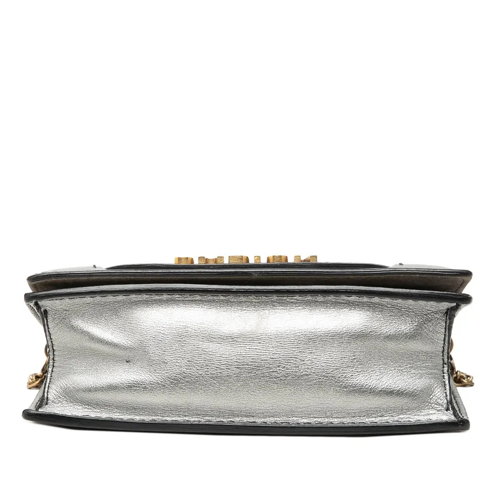 Dior Metallic Calfskin JAdior Clutch with Chain Silver Leather Very good - Inside View