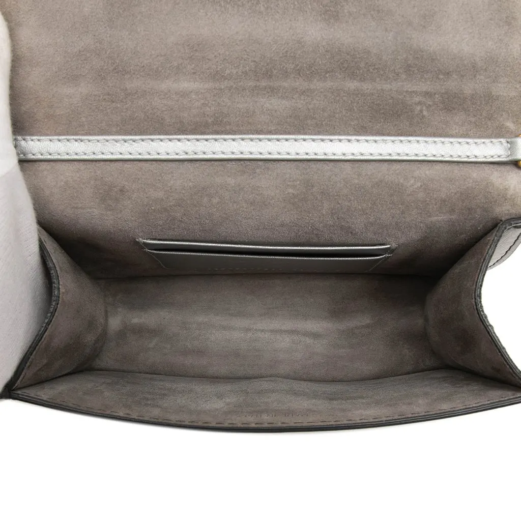 Dior Metallic Calfskin JAdior Clutch with Chain Silver Leather Very good - Model View