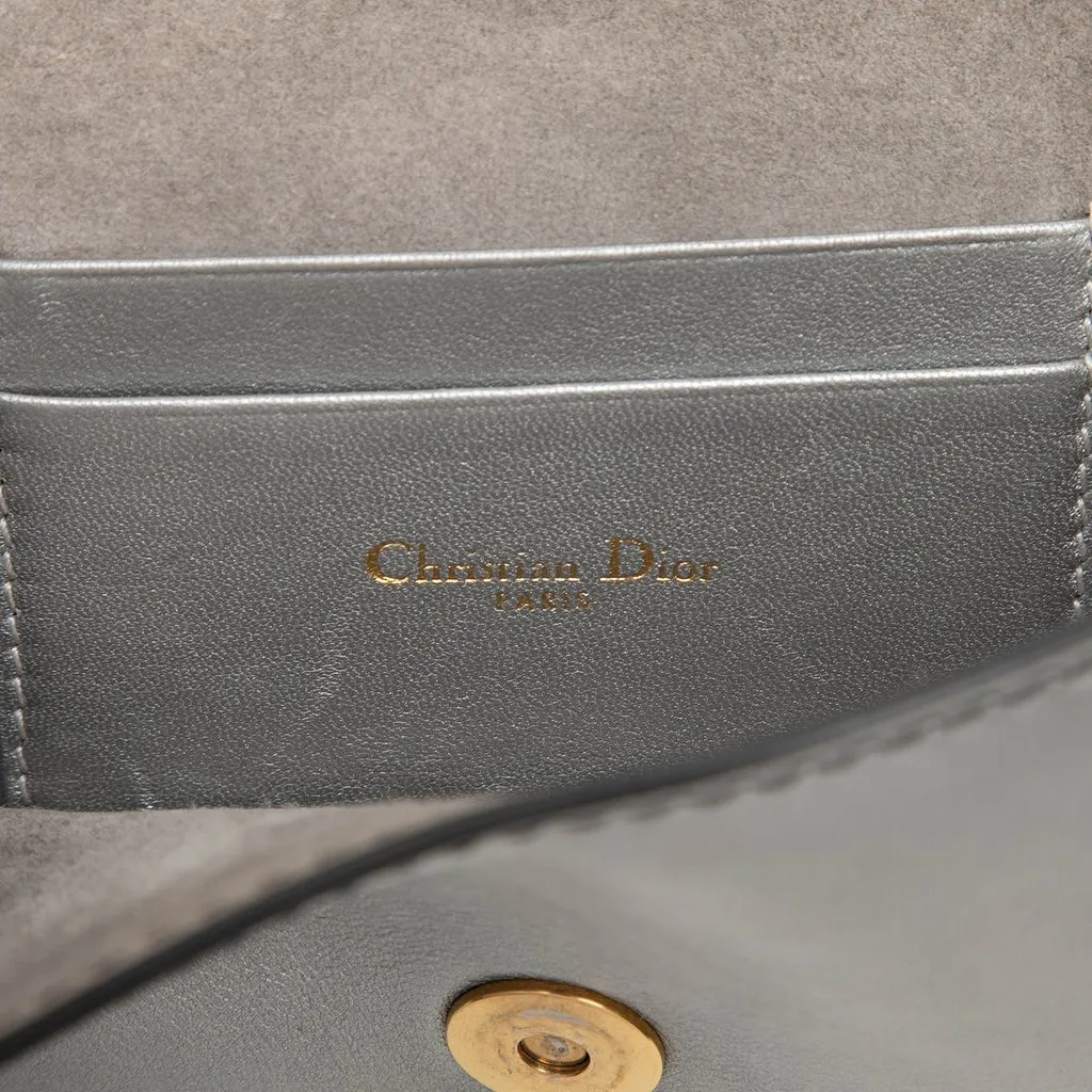 Dior Metallic Calfskin JAdior Clutch with Chain Silver Leather Very good - Box View
