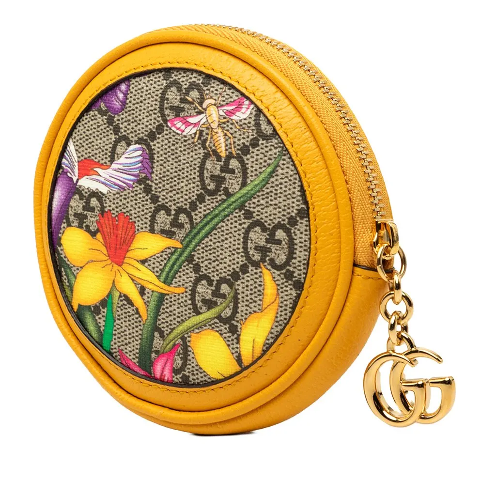 Gucci GG Supreme Flora Web Ophidia Coin Case Beige Canvas Very good - Back View
