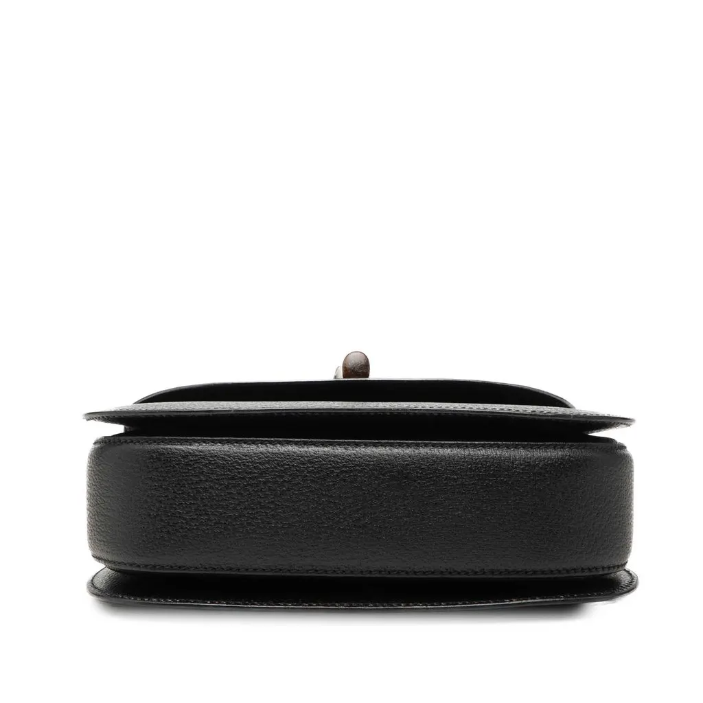 Gucci Small Grained Calfskin Bamboo Night Black Leather Good - Inside View