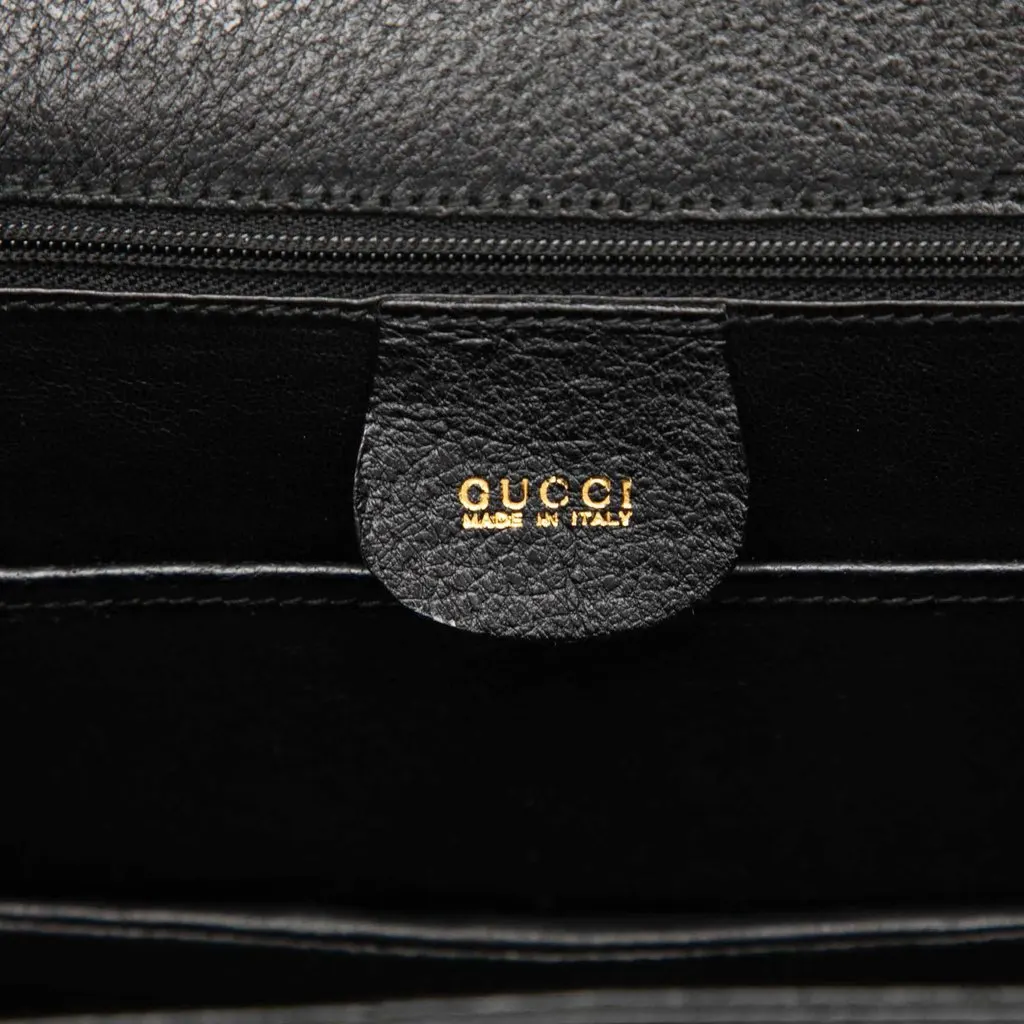 Gucci Small Grained Calfskin Bamboo Night Black Leather Good - Box View