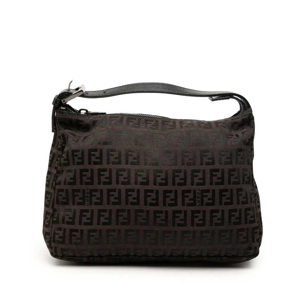 Fendi Zucchino Canvas Handbag Brown Canvas Good - Front View