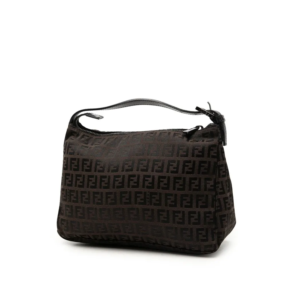 Fendi Zucchino Canvas Handbag Brown Canvas Good - Back View