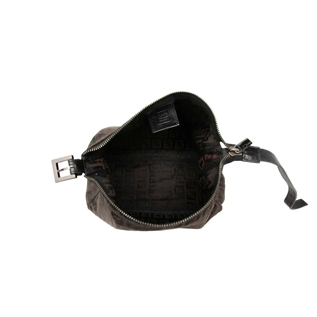 Fendi Zucchino Canvas Handbag Brown Canvas Good - Model View