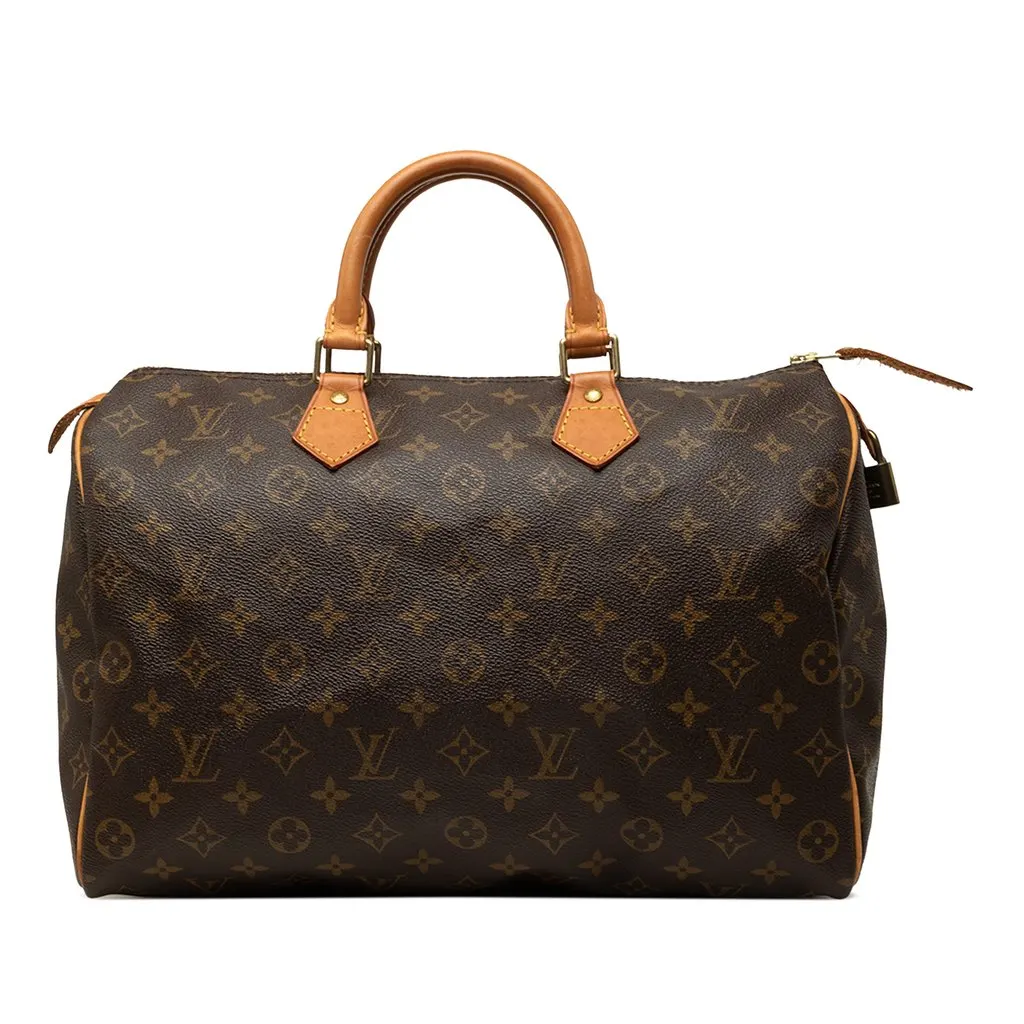 Louis Vuitton Monogram Speedy 35 Brown Canvas Good - Front View
