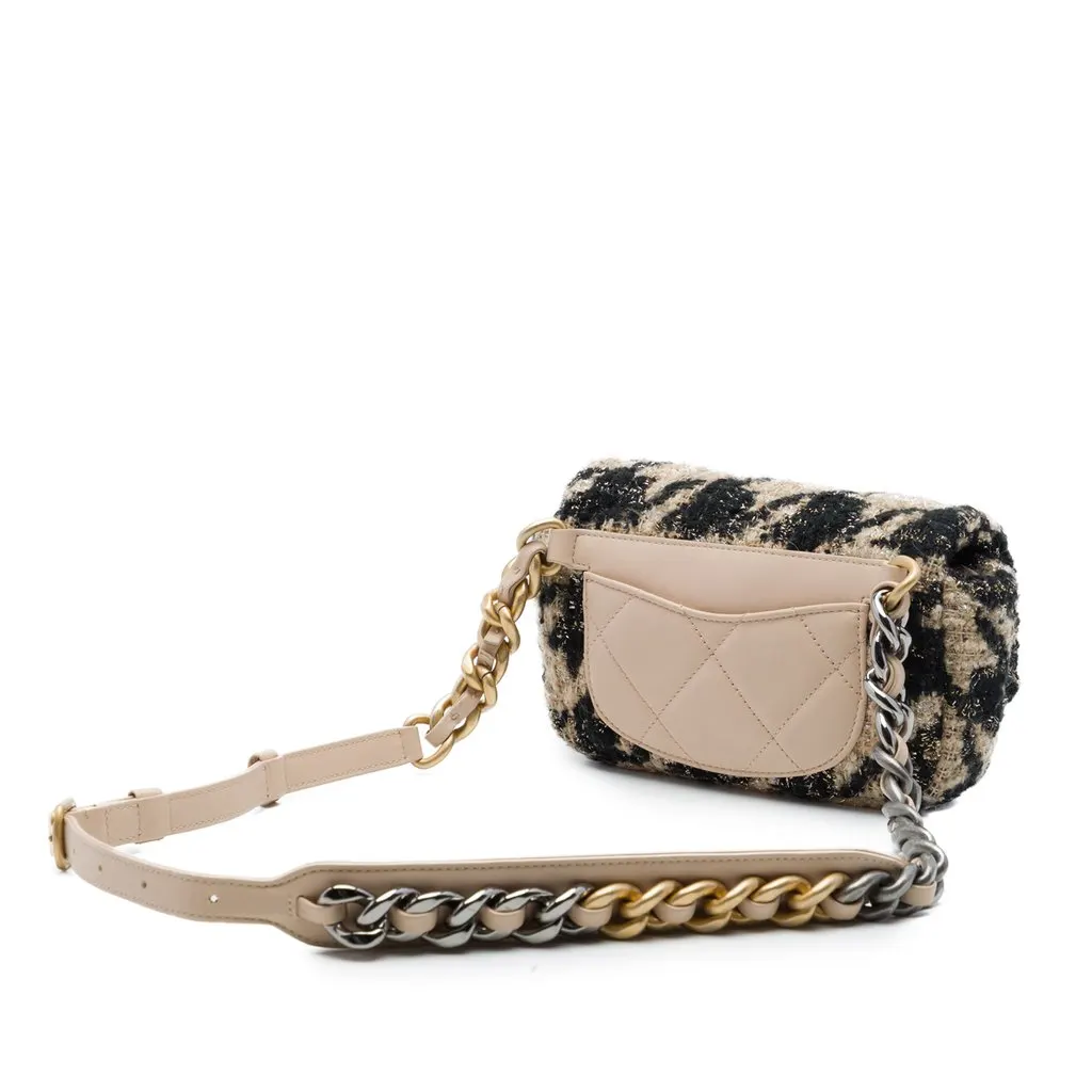 Chanel Houndstooth Tweed 19 Belt Bag Beige Very good - Back View