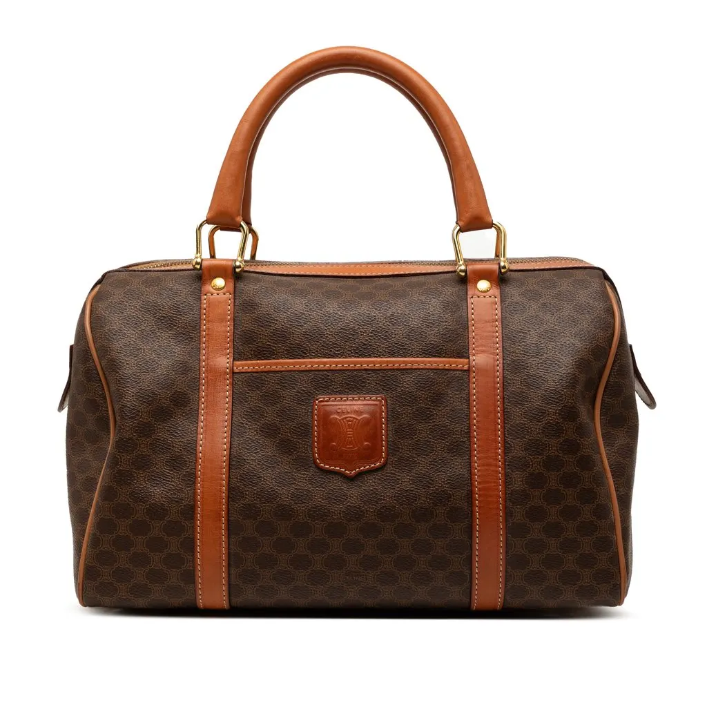 Celine Macadam Coated Canvas Boston Bag Brown Very good - Front View