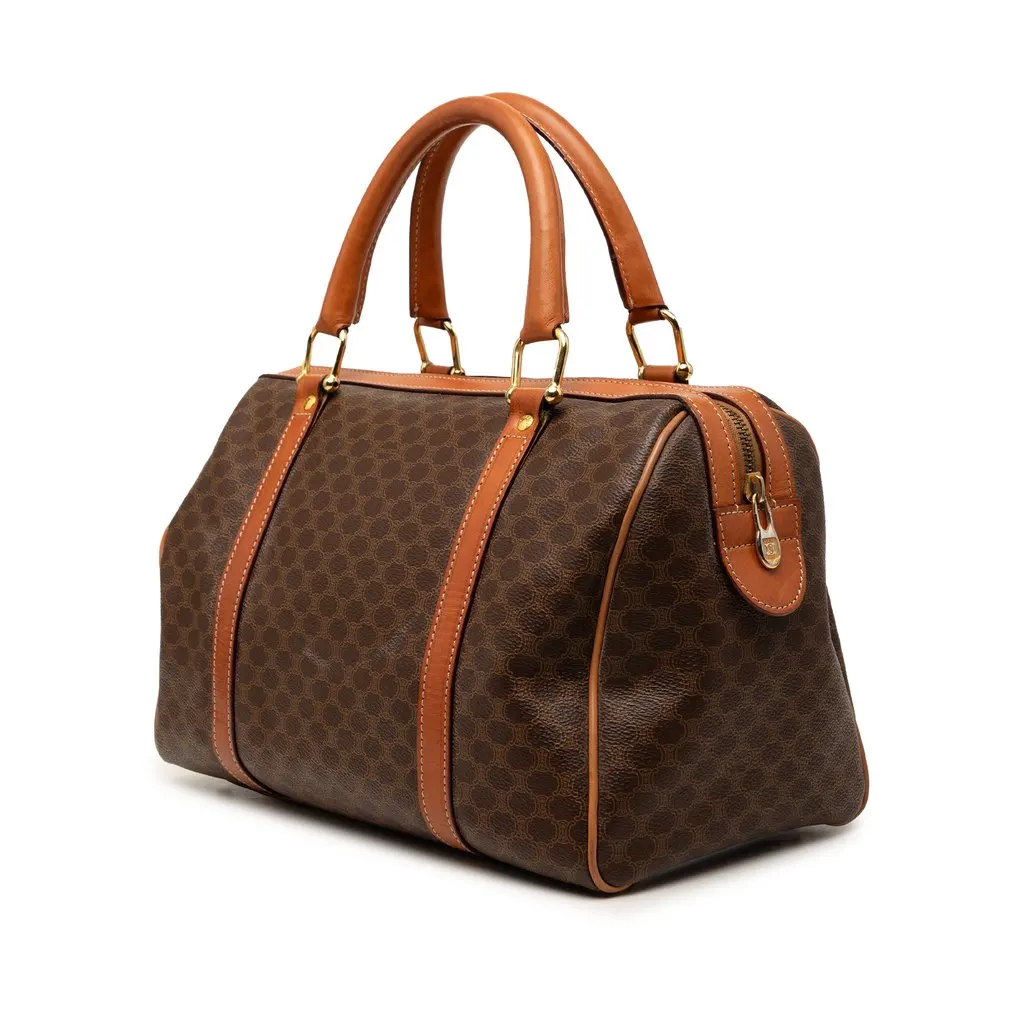 Celine Macadam Coated Canvas Boston Bag Brown Very good - Back View
