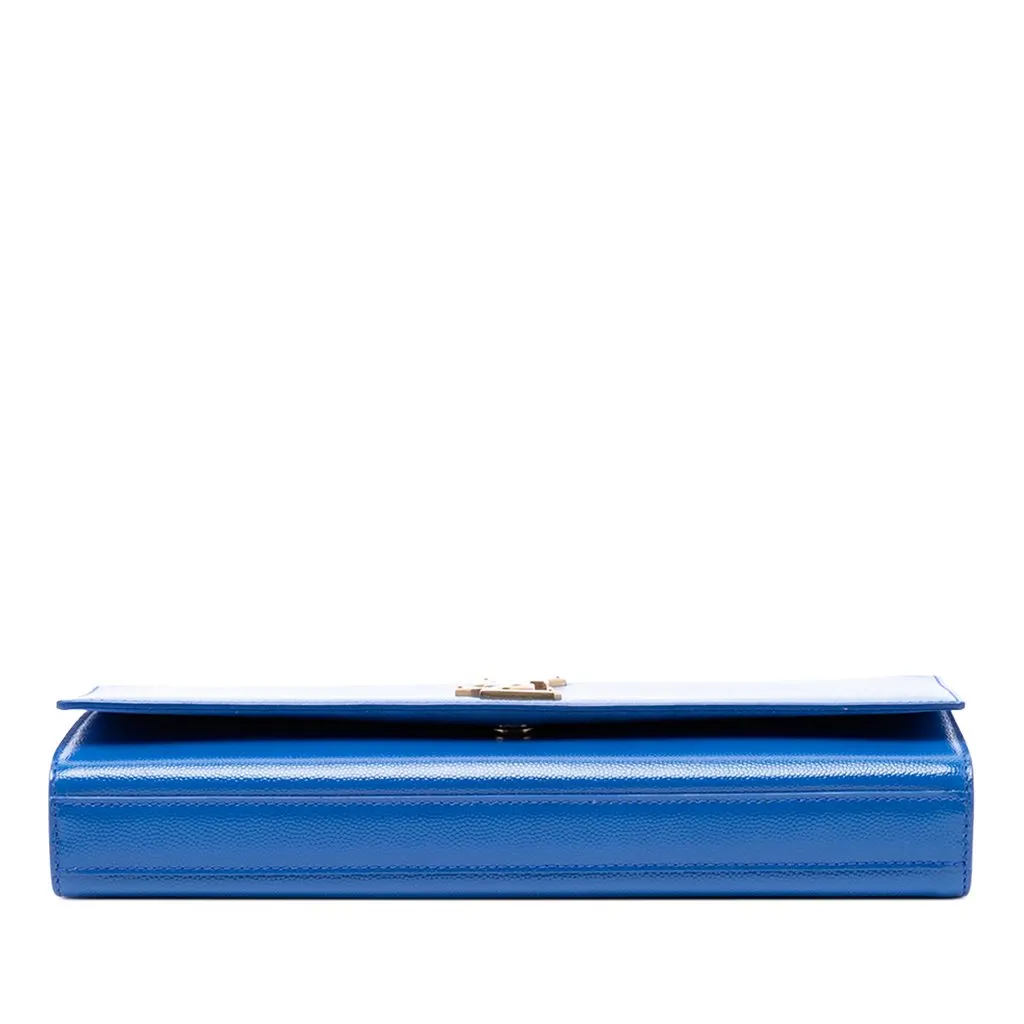 Saint Laurent Grain De Poudre Monogram Cassandre Clutch Blue Leather Very good - Inside View