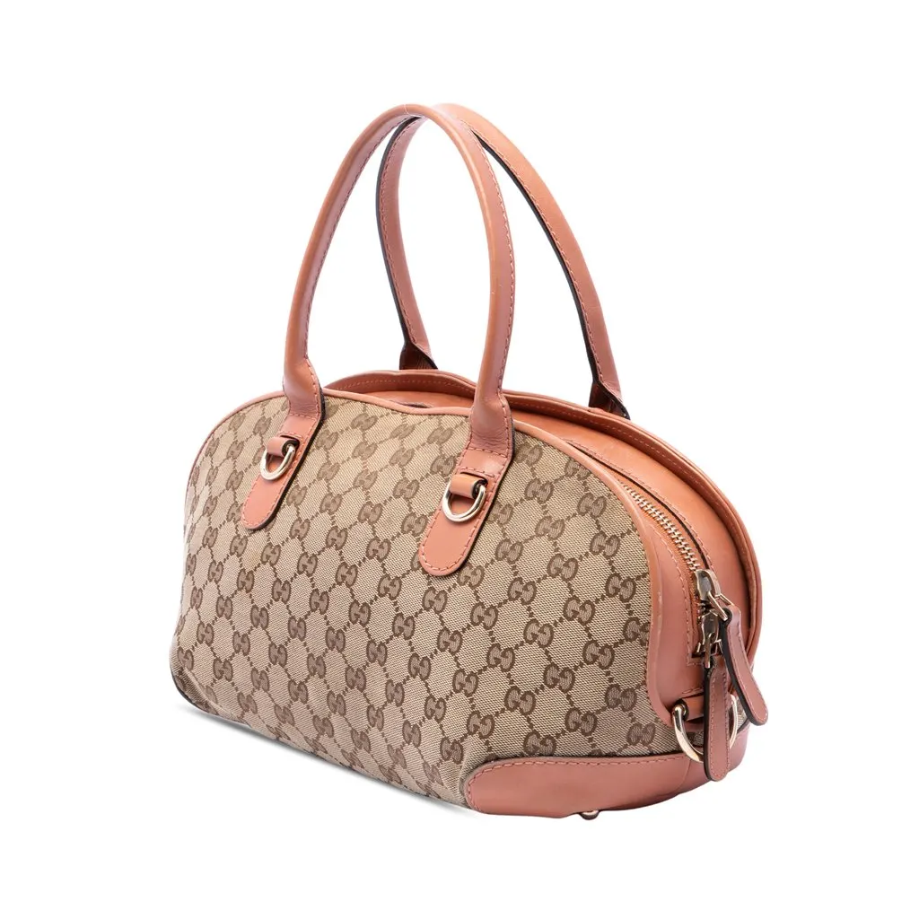 Gucci GG Canvas Heart Bit Satchel Beige Good - Back View