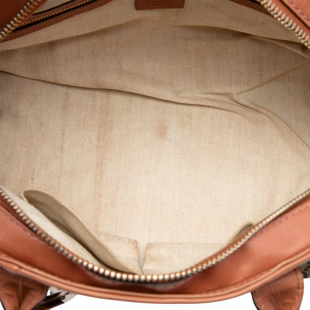 Gucci GG Canvas Heart Bit Satchel Beige Good - Model View