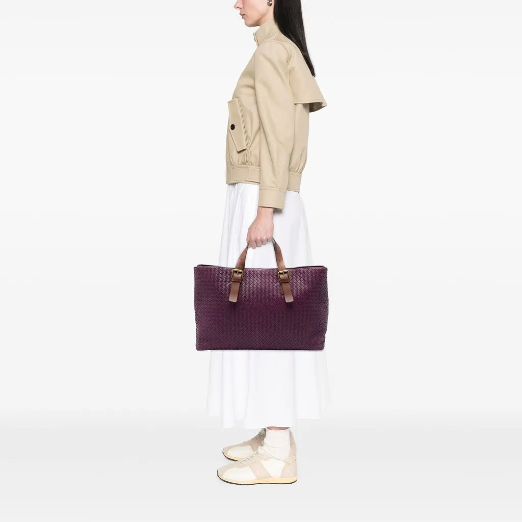 Bottega Veneta Bicolor Nappa Intrecciato Belt Strap Tote Purple Leather Very good - Box View