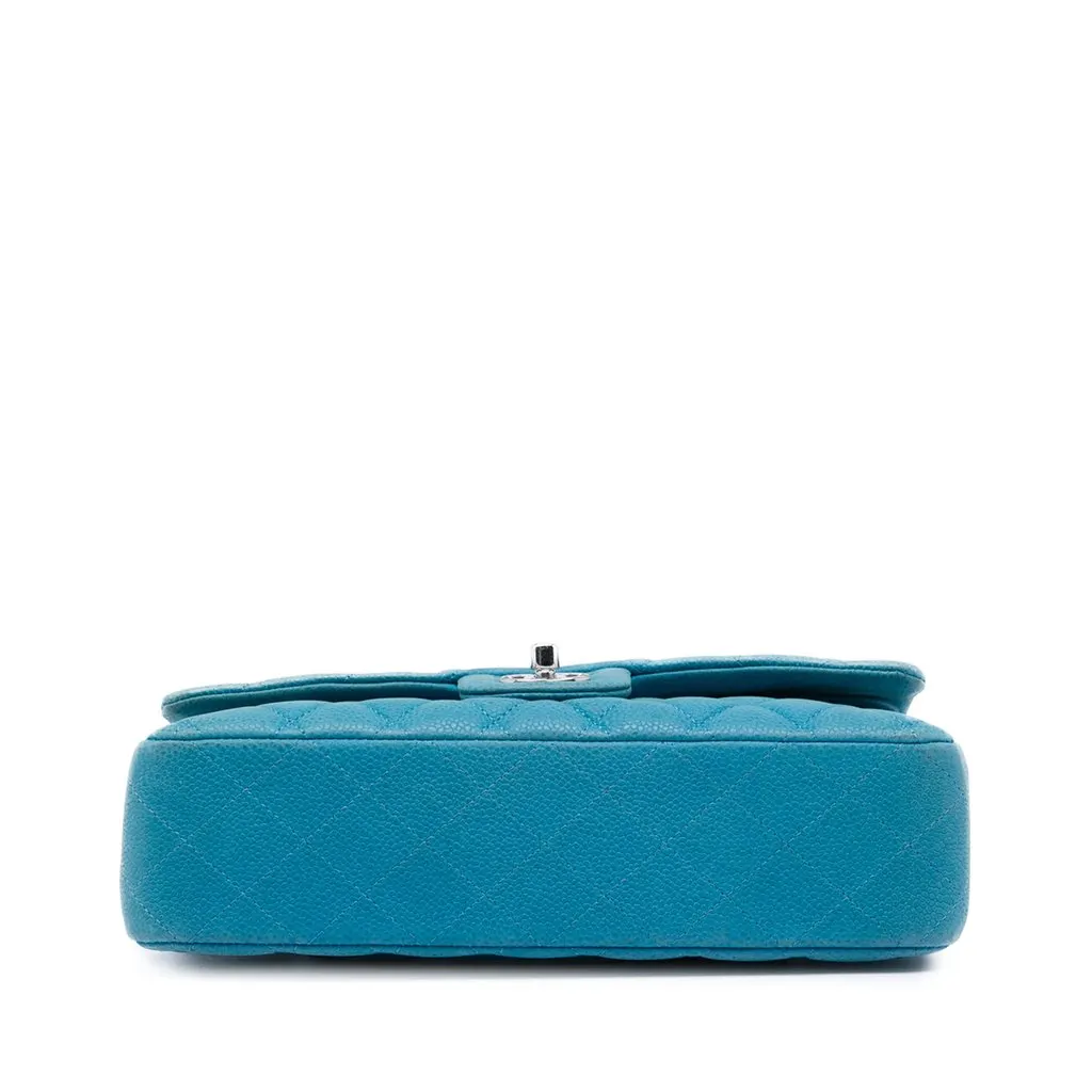Chanel Medium Classic Caviar Double Flap Blue Leather Very good - Inside View