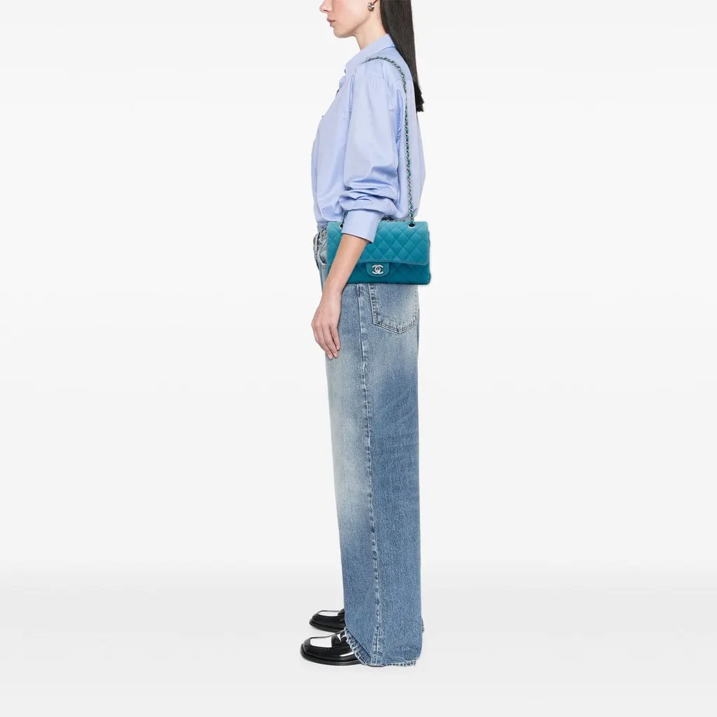 Chanel Medium Classic Caviar Double Flap Blue Leather Very good - Box View