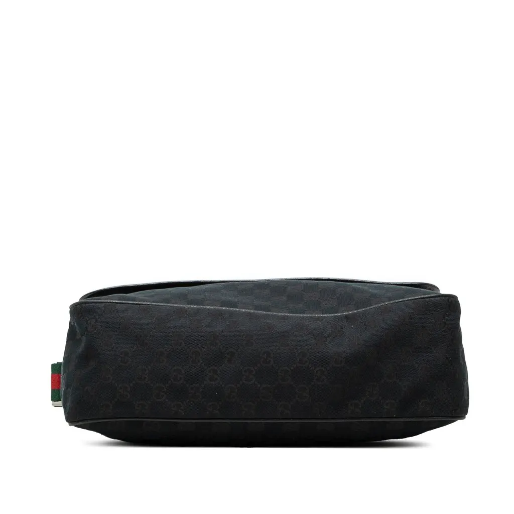 Gucci GG Canvas Web Flap Messenger Bag Black Very good - Inside View