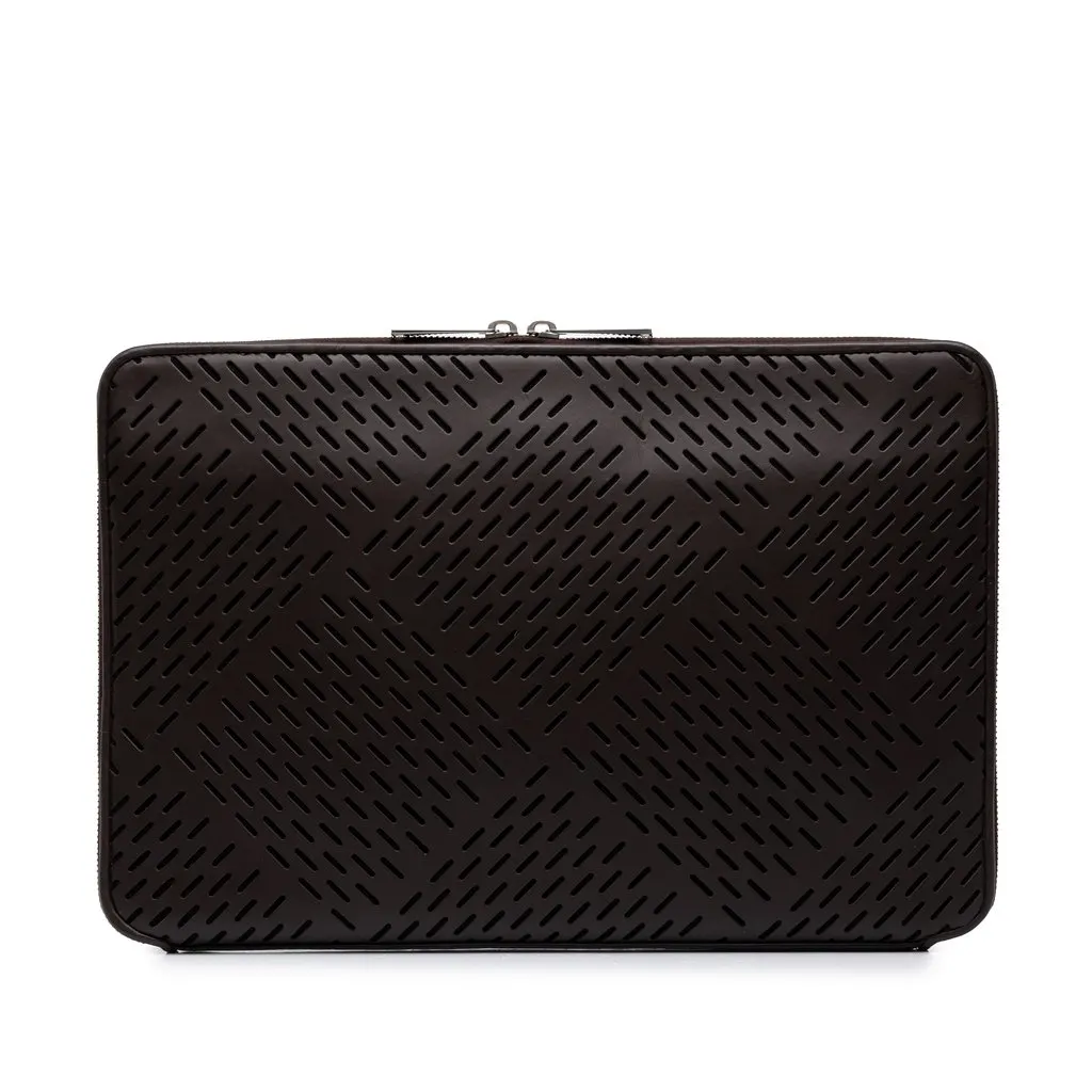 Bottega Veneta Perforated Leather Clutch Brown Leather Very good - Front View