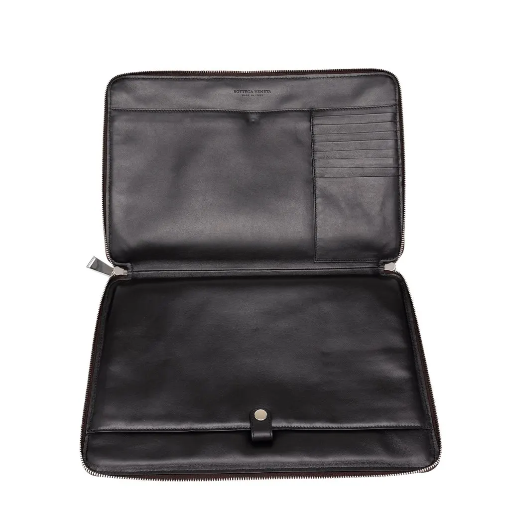 Bottega Veneta Perforated Leather Clutch Brown Leather Very good - Model View