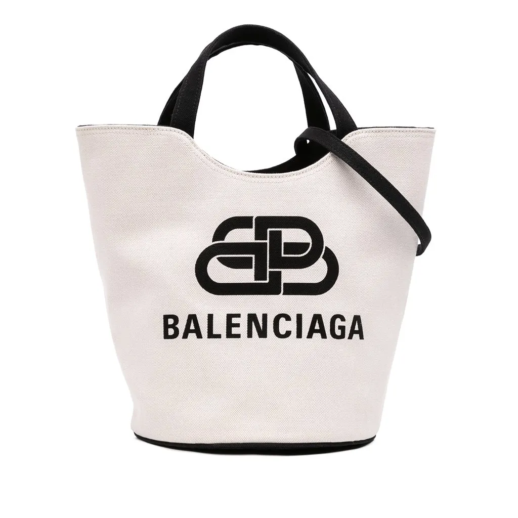 Balenciaga Canvas Wave Bucket Bag M White Canvas Very good - Front View