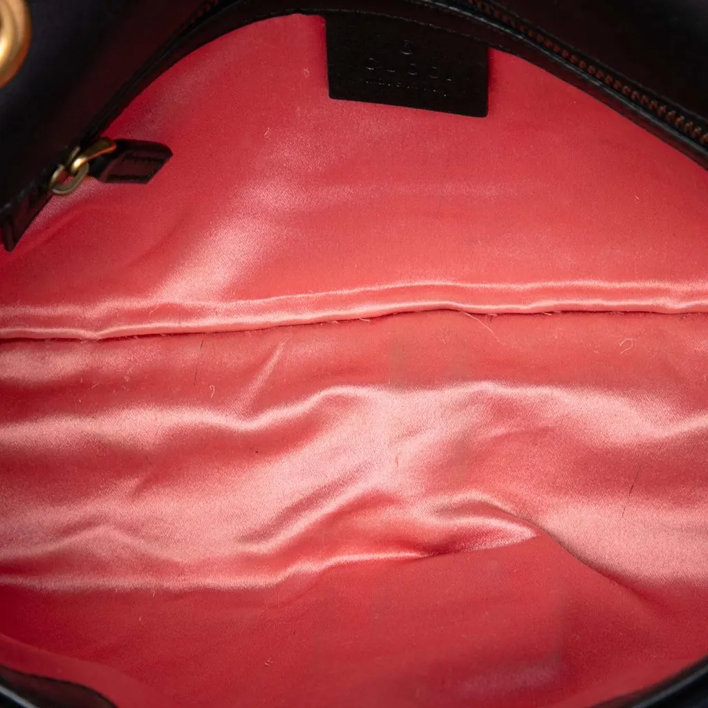 Gucci Medium GG Marmont Matelasse Velvet Shoulder Bag Black Velvet Good - Model View