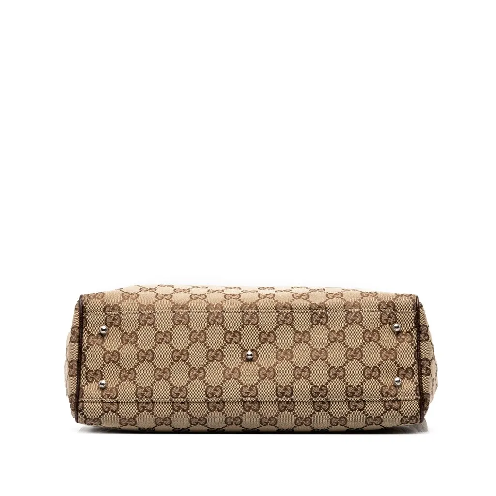 Gucci GG Canvas Web Horsebit Tote Beige Canvas Very good - Inside View