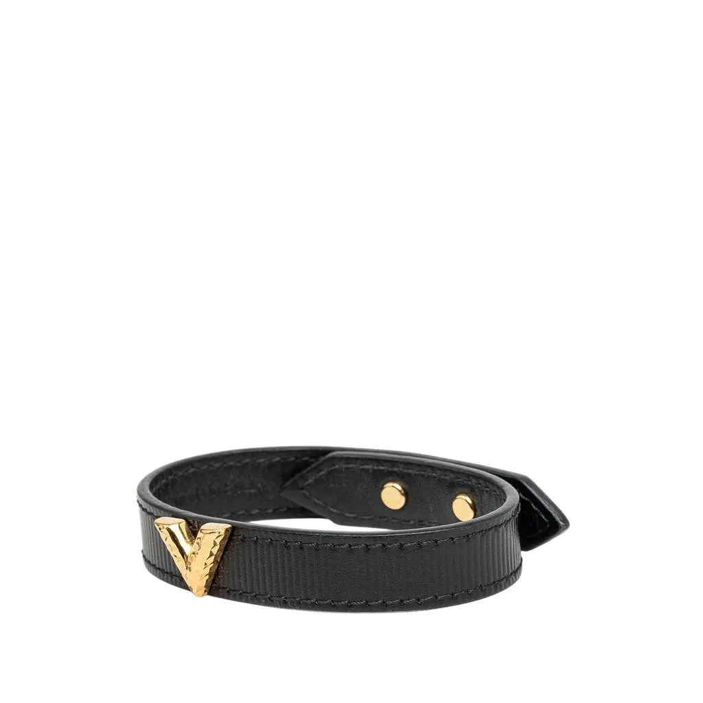 Louis Vuitton Leather Essential V Bracelet Black Leather Very good - Back View