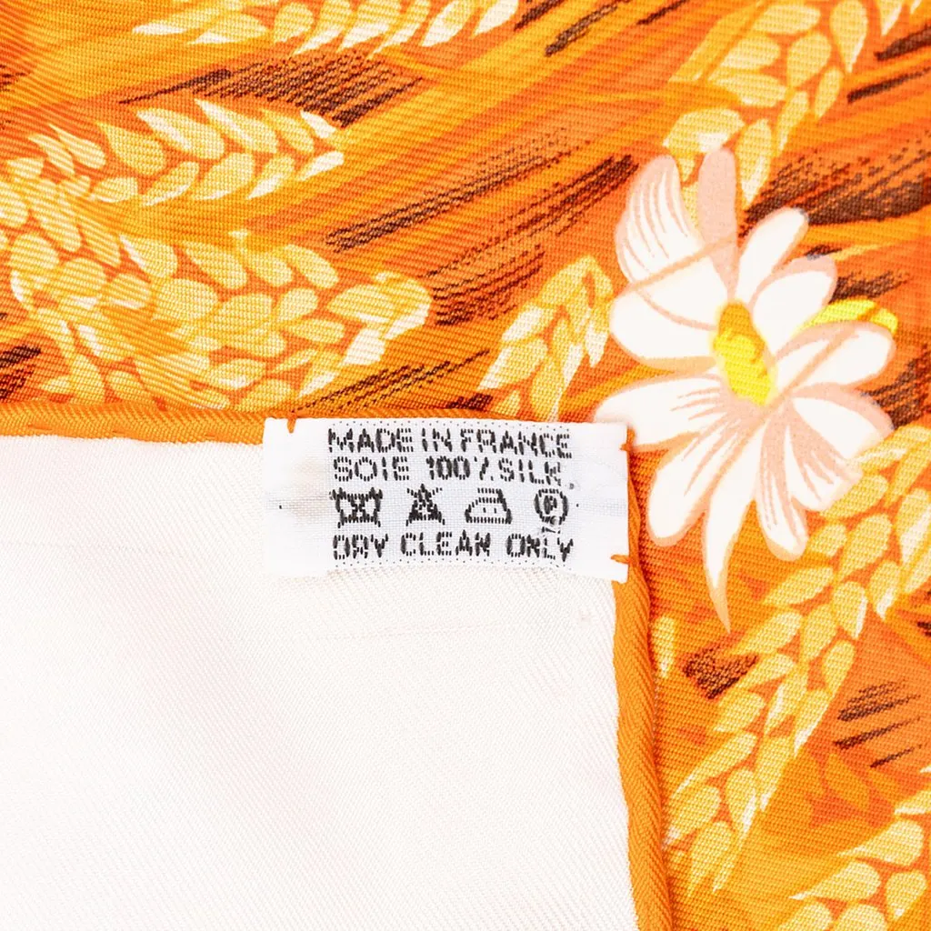 Hermès Les Bles Silk Scarf 90 Orange Silk Good - Back View